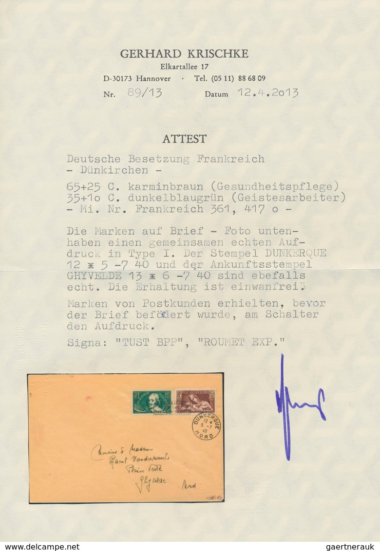 Dt. Besetzung II WK - Frankreich - Dünkirchen: 1940, 35 C + 10 C Schwärzlichgrün "J.Callot" Und 65 C - Besetzungen 1938-45