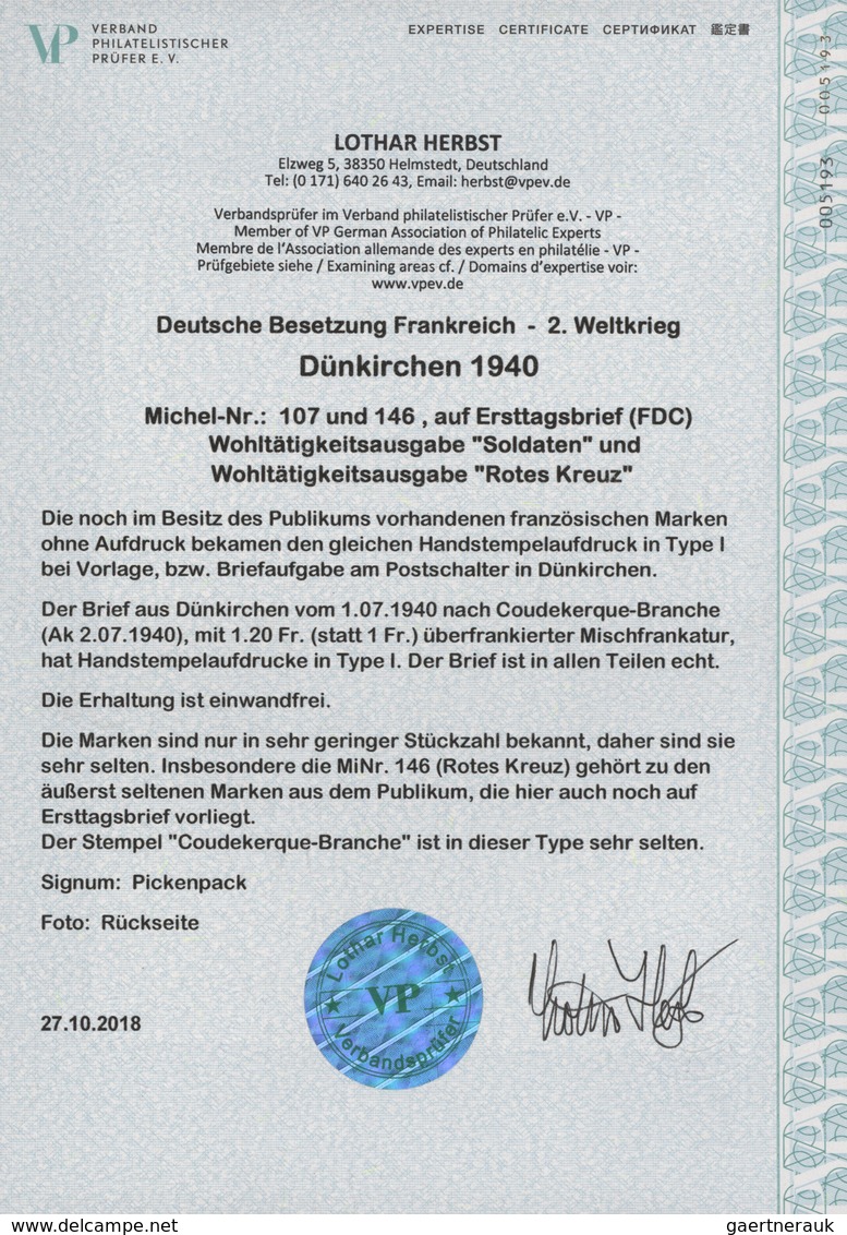 Dt. Besetzung II WK - Frankreich - Dünkirchen: 1940, 40 C + 60 C Schwärzlichbraun "Soldaten" Und 80 - Besetzungen 1938-45