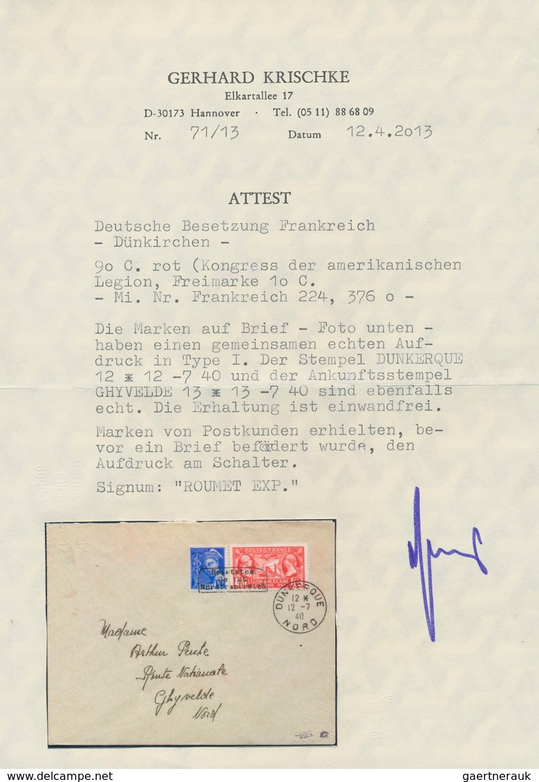 Dt. Besetzung II WK - Frankreich - Dünkirchen: 1940, 10 C Lebhaftlilaultramarin "Merkurkopf" Und 90 - Occupazione 1938 – 45