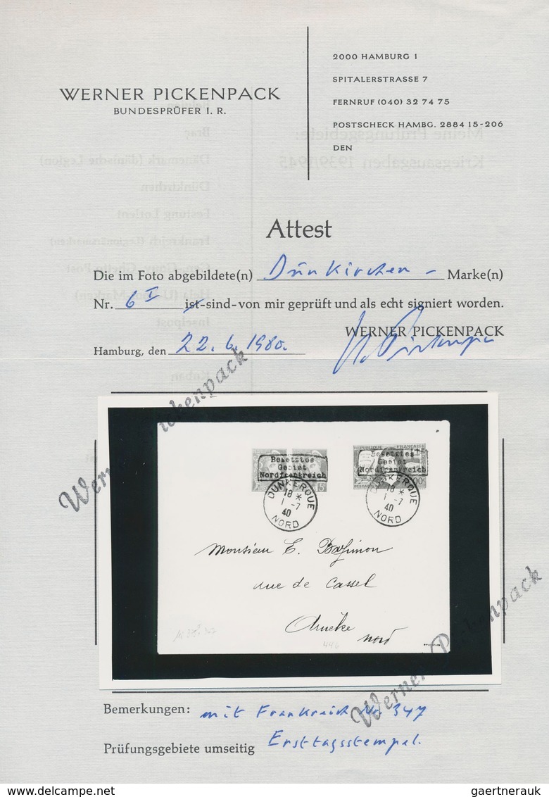 Dt. Besetzung II WK - Frankreich - Dünkirchen: 1940, 5 C Karmin "Merkurkopf", Waagerechtes Paar, Sow - Besetzungen 1938-45