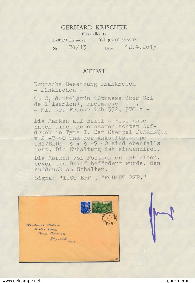 Dt. Besetzung II WK - Frankreich - Dünkirchen: 1940, 10 C Lebhaftlilaultramarin "Merkurkopf" Und 90 - Occupation 1938-45