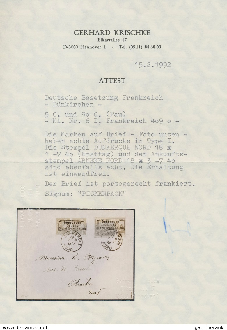 Dt. Besetzung II WK - Frankreich - Dünkirchen: 1940, 5 C Karmin Freimarke "Merkurkopf", Waagerechtes - Besetzungen 1938-45