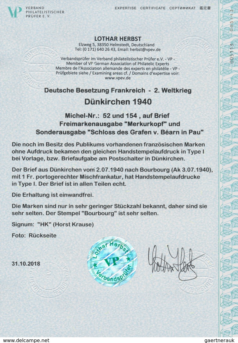 Dt. Besetzung II WK - Frankreich - Dünkirchen: 1940, 10 C Lebhaftlilaultramarin "Merkurkopf" Und 90 - Occupation 1938-45