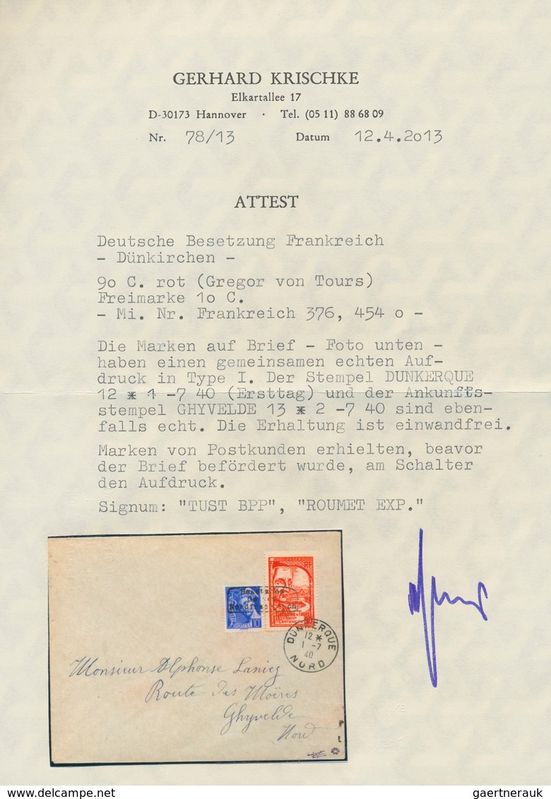 Dt. Besetzung II WK - Frankreich - Dünkirchen: 1940, 10 C Lebhaftlilaultramarin "Merkurkopf" Und 90 - Besetzungen 1938-45