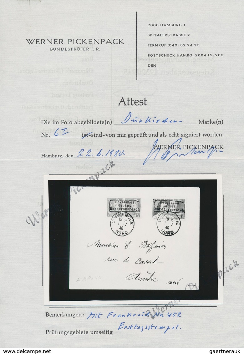 Dt. Besetzung II WK - Frankreich - Dünkirchen: 1940, 5 C Karmin "Merkurkopf", Waagerechtes Paar, Sow - Occupation 1938-45