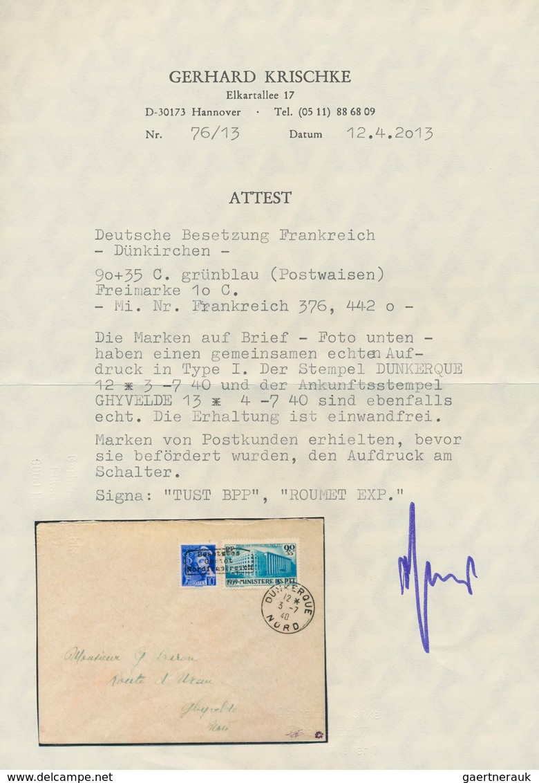 Dt. Besetzung II WK - Frankreich - Dünkirchen: 1940, 10 C Lebhaftlilaultramarin "Merkurkopf" Und 90 - Besetzungen 1938-45