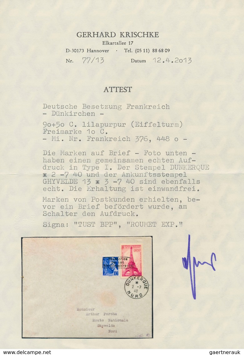 Dt. Besetzung II WK - Frankreich - Dünkirchen: 1940, 10 C Lebhaftlilaultramarin "Merkurkopf" Und 90 - Besetzungen 1938-45