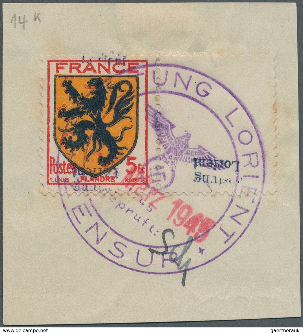 Dt. Besetzung II WK - Frankreich - Festung Lorient: 1945, 5 Fr "Provinzwappen Flandern" Mit Anhängen - Besetzungen 1938-45