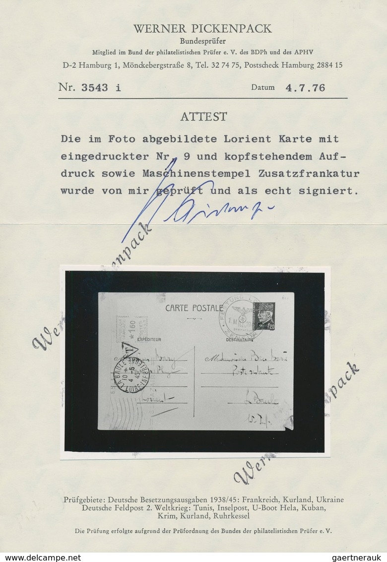 Dt. Besetzung II WK - Frankreich - Festung Lorient - Ganzsachen: 1945, Postkarte 1,20 Fr. Lebhaftrot - Occupation 1938-45