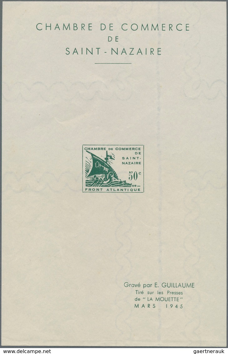 Dt. Besetzung II WK - Frankreich - St. Nazaire: 1945, 50 C Schwarzopalgrün, Sonderbogen (sog. Minist - Occupation 1938-45