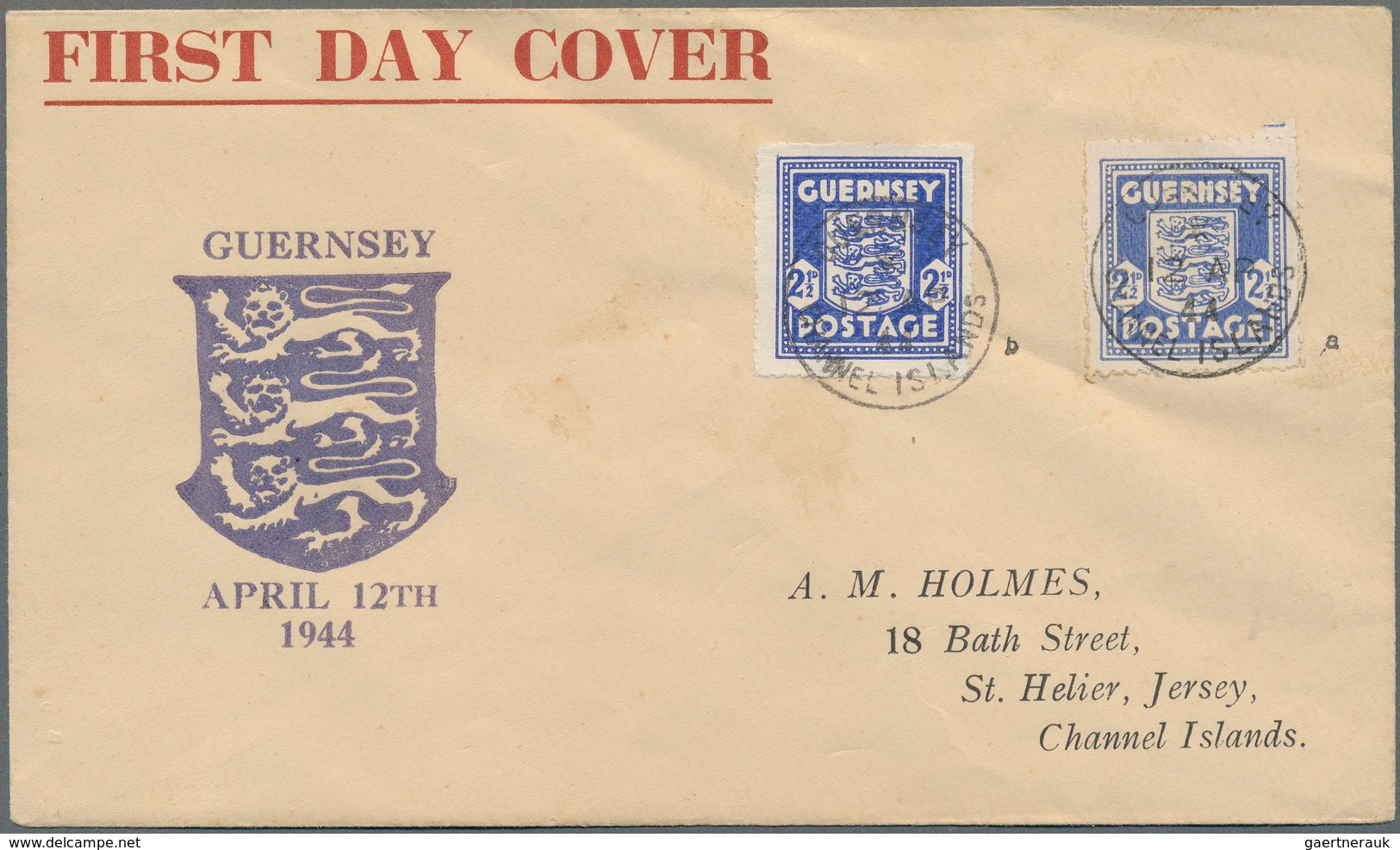 Dt. Besetzung II WK - Guernsey: 1944: 2½ D, Jeweils Ein Exemplar Der Farbnuancen "a" Ultramarin Und - Occupation 1938-45