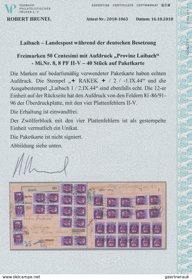 Dt. Besetzung II WK - Laibach: 1944, 50 C Schwärzlichblauviolett Freimarke, 40 Stück, Dabei Vier Mar - Besetzungen 1938-45