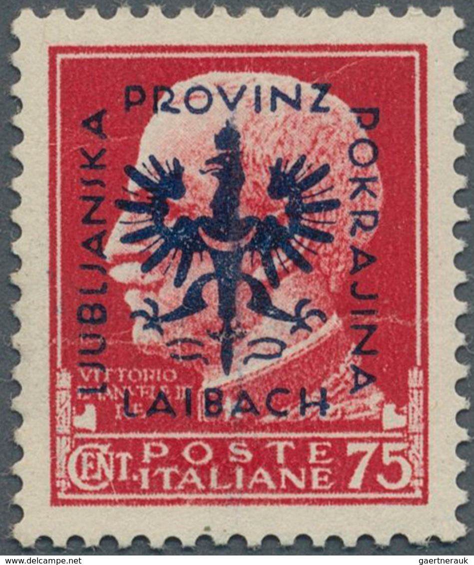 Dt. Besetzung II WK - Laibach: 1944, 75 C Schwärzlichrosa Mit Aufdruck In Type I Statt Type II, Post - Besetzungen 1938-45