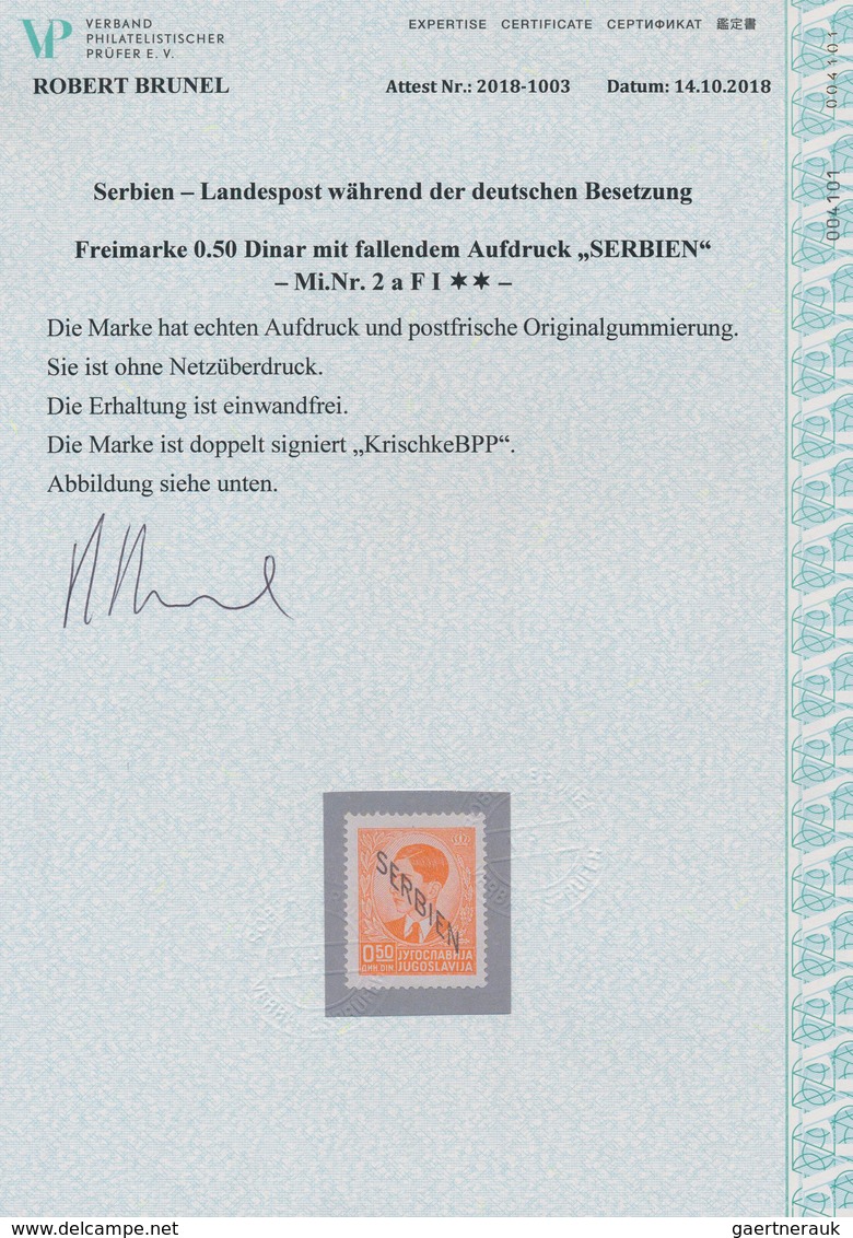 Dt. Besetzung II WK - Serbien: 1941, 0,50 D Rotorange Freimarke, Mit Abart FEHLENDER Netzüberdruck, - Occupation 1938-45