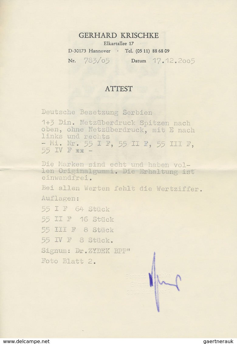 Dt. Besetzung II WK - Serbien: 1941, 1 + 3 D Schwarzopalgrün/schwärzlichopalgrün "Kriegsgefangenenhi - Occupation 1938-45