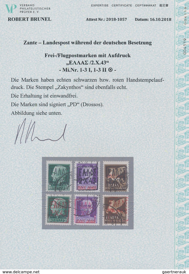 Dt. Besetzung II WK - Zante: 1943, 25 C Schwarzgrün, 50 C Schwarzviolett Und 50 C Schwarzsiena, Jewe - Occupazione 1938 – 45