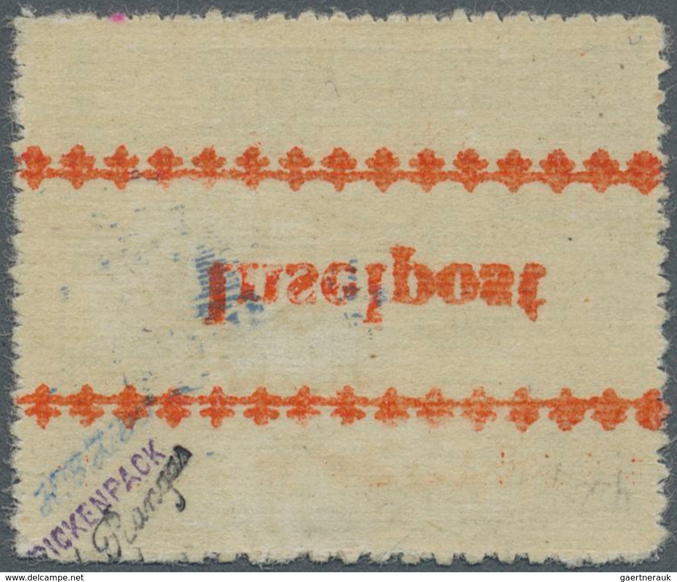 Feldpostmarken: 1944, Insel Kreta, INSELPOST-Zulassungsmarke Mit KOPFSTEHENDEM Roten Aufdruck Auf Du - Sonstige & Ohne Zuordnung