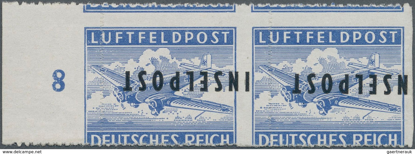 Feldpostmarken: 1944, Insel Rhodos, Inselpost-Zulassungsmarke, Durchstochen, Waagerechtes Paar Vom L - Autres & Non Classés
