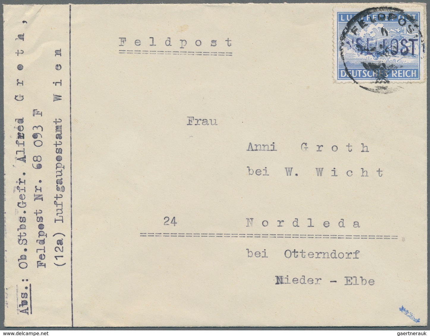 Feldpostmarken: 1944, Insel Leros: Inselpost-Zulassungsmarke, Durchstochen, Mit Schwarzblauviolettem - Sonstige & Ohne Zuordnung