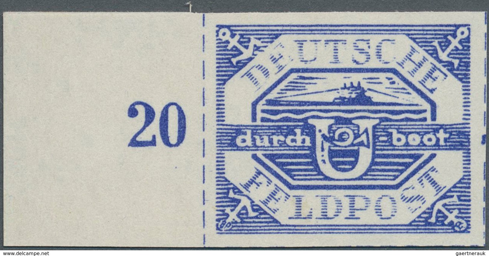 Feldpostmarken: 1945, U-Boot Hela Violettultramarin, Mit Breitem Linken Bogenrand Und Reihen-Zählnum - Autres & Non Classés