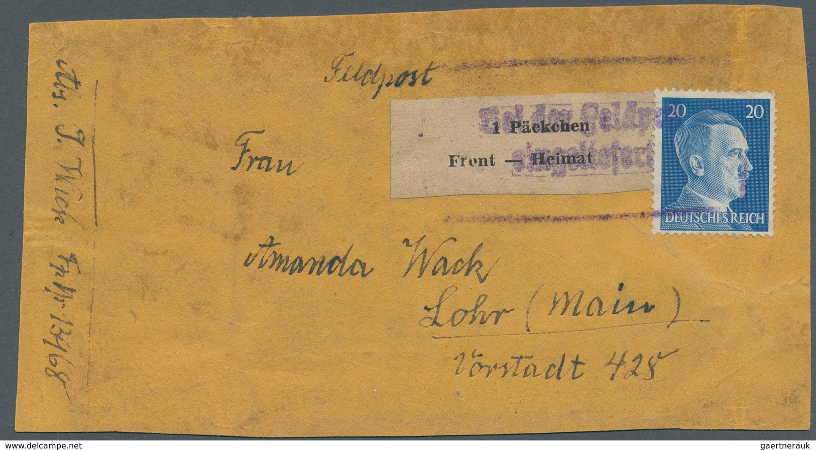 Feldpostmarken: 1943, Kuban Zulassungsmarke "1 Päckchen / Front - Heimat", Type III (Zeilen Rechtsbü - Other & Unclassified