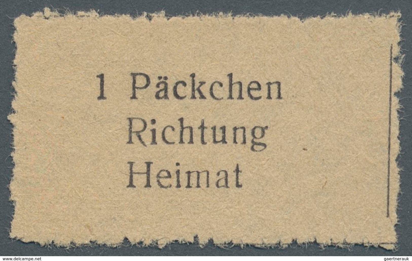 Feldpostmarken: 1943, Krim-Zulassungsmarke "1 Päckchen / Richtung / Heimat", Type I, Ungebraucht Wie - Other & Unclassified