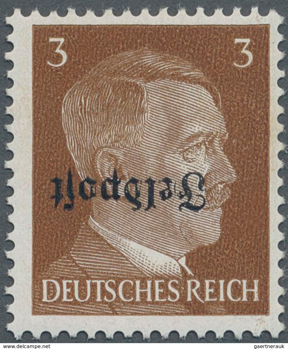 Feldpostmarken: 1945, Ruhrkessel, 3 Pf Dkl'gelbbraun Freimarke Hitler Mit KOPFSTEHENDEM Aufdruck "Fe - Sonstige & Ohne Zuordnung