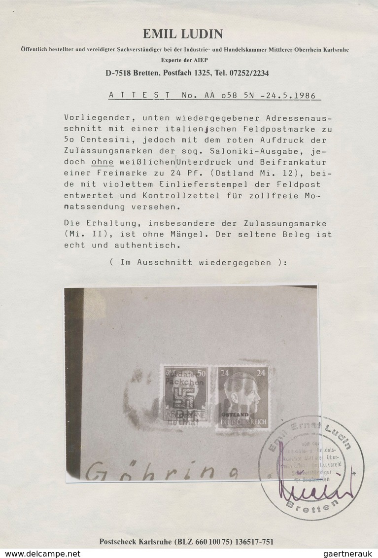 Feldpostmarken: 1944, Saloniki, 50 C Schwärzlichblauviolett Militärpostmarke Von Italien, Mit Dunkel - Other & Unclassified