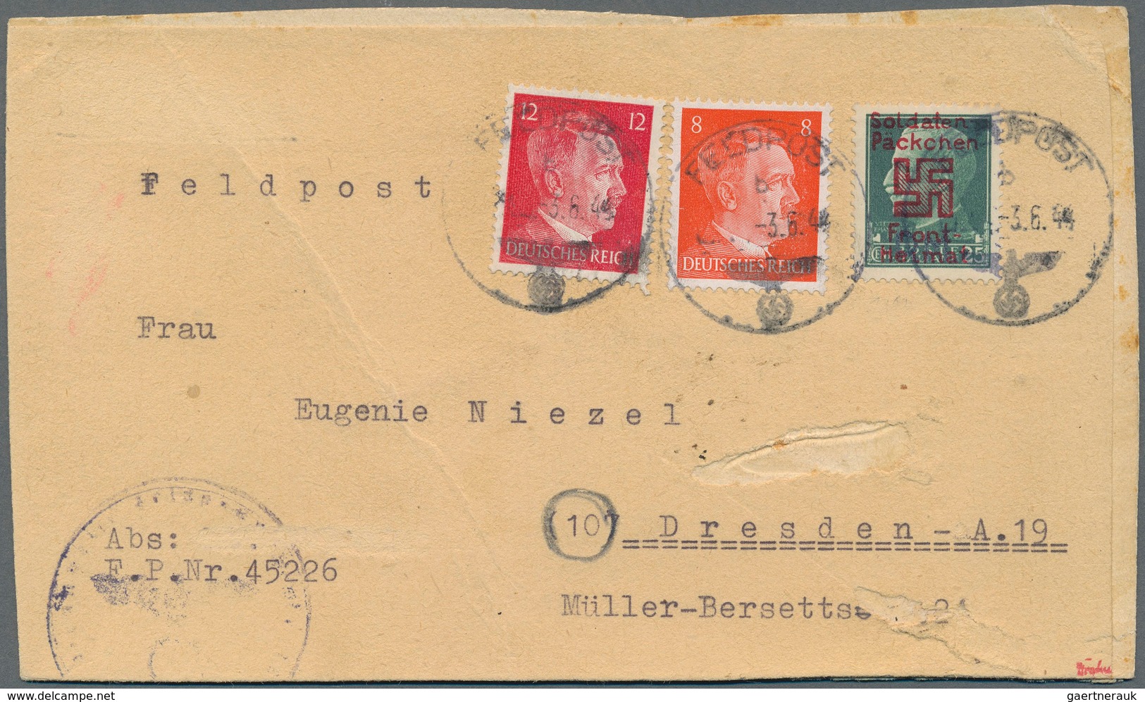 Feldpostmarken: 1944, Saloniki, 25 C Dunkelgrün Militärpostmarke Von Italien, Mit Dunkelrosarotem Au - Autres & Non Classés