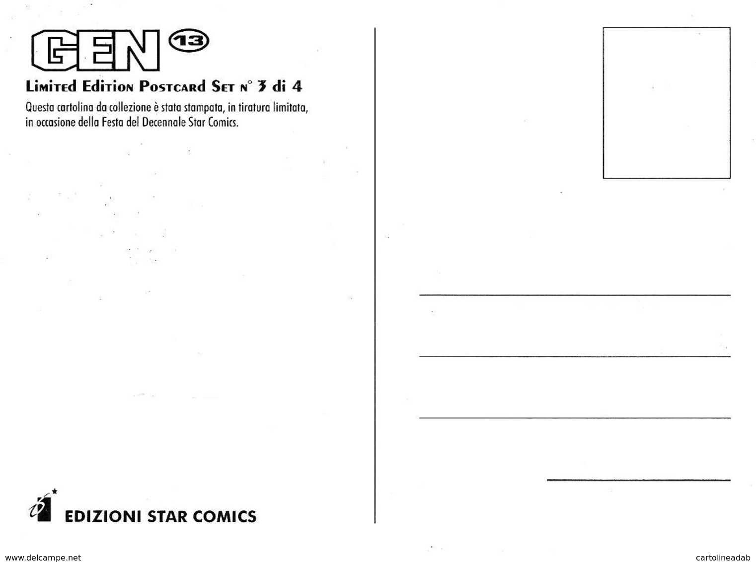 [MD2740] CPM - FUMETTI - 10 ANNI DI STAR COMICS - GEN 13 - LIMITED EDITION POSTCARD - NV - Fumetti