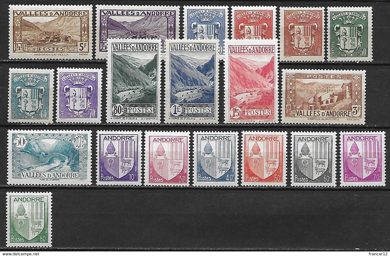 ANDORRE 1932 à 1944  Lot De 20 Timbres Neufs Sans Charnières  ** MNH  Cote : 23 Eur - Nuevos