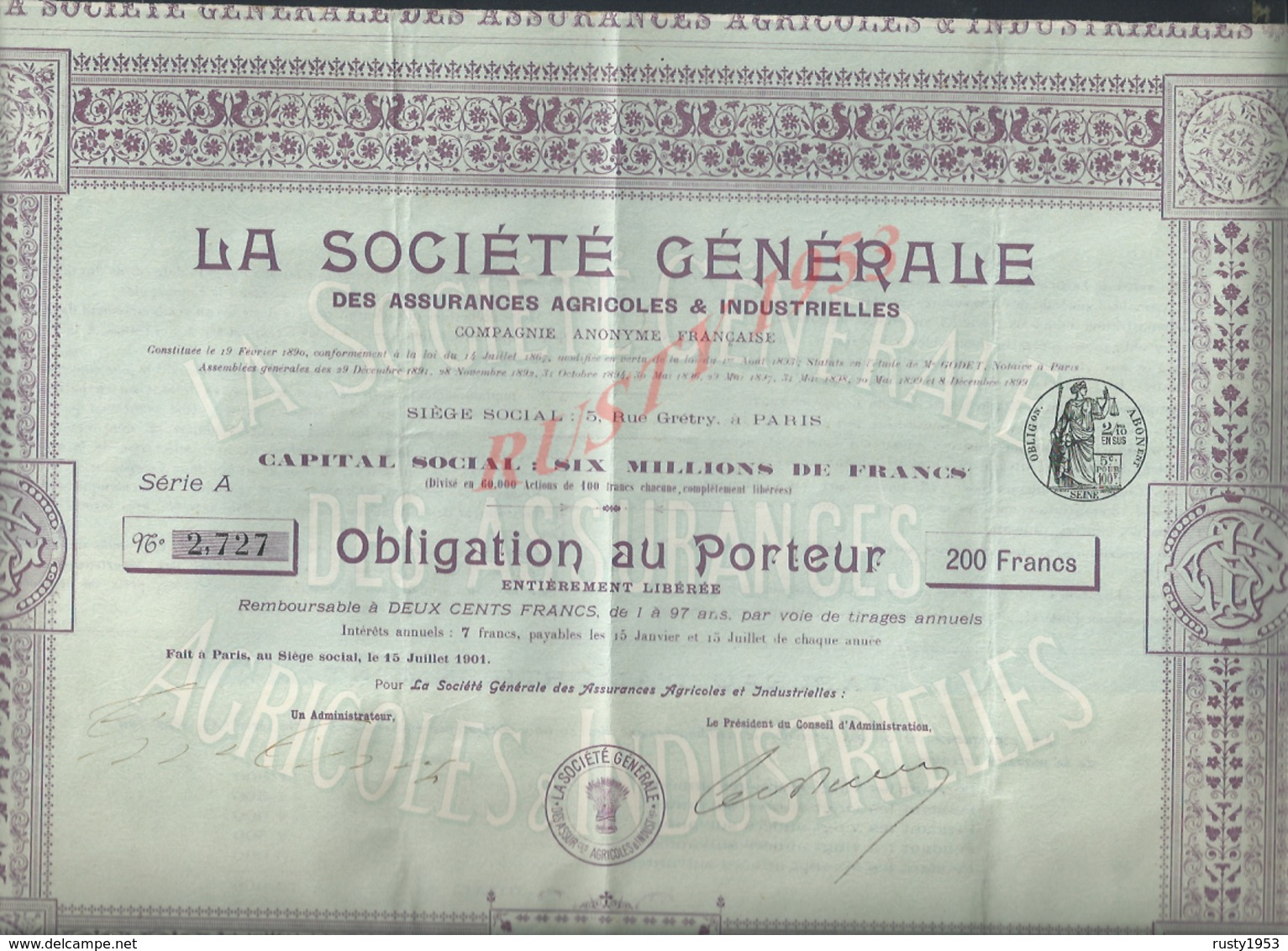 ACTION LA SOCIÉTÉ GÉNÉRALE : - Banque & Assurance