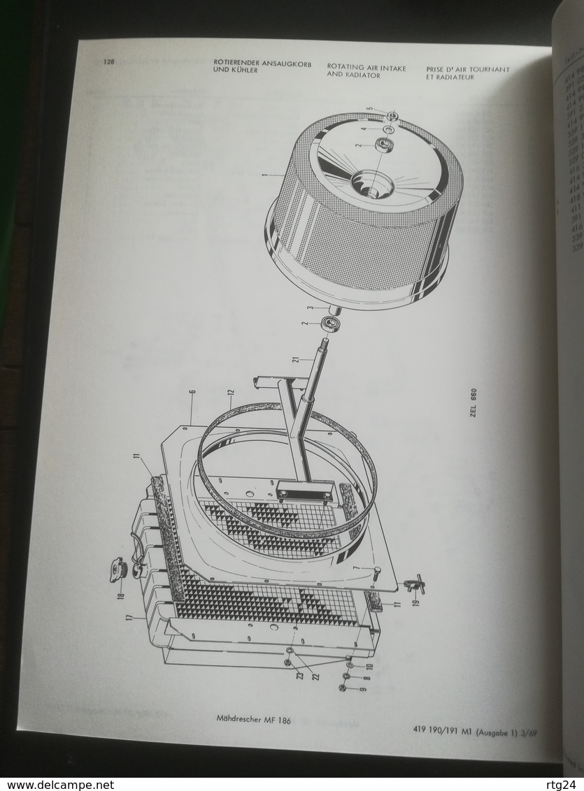 MASSEY - FERGUSON .MOISSONNEUSE-BATTEUSE  . TYPE MF 186.CATALOGUE PIECES DE RECHANGE DE 1969. TRES BON ETAT.