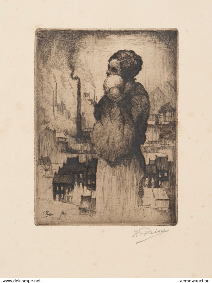 Kurt PEISER (Anvers, 1887 - Uccle, 1962) - [Femme Debou - Estampes & Gravures