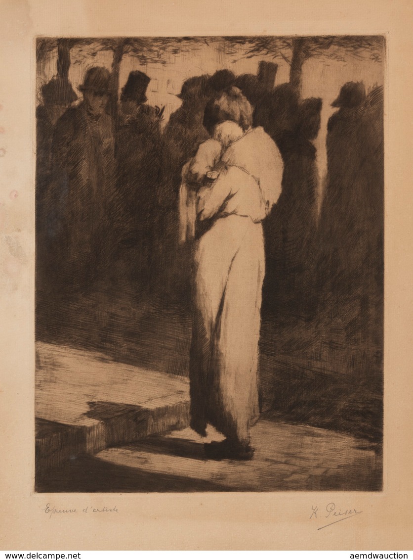 Kurt PEISER (Anvers, 1887 - Uccle, 1962) - [Femme Debou - Estampes & Gravures
