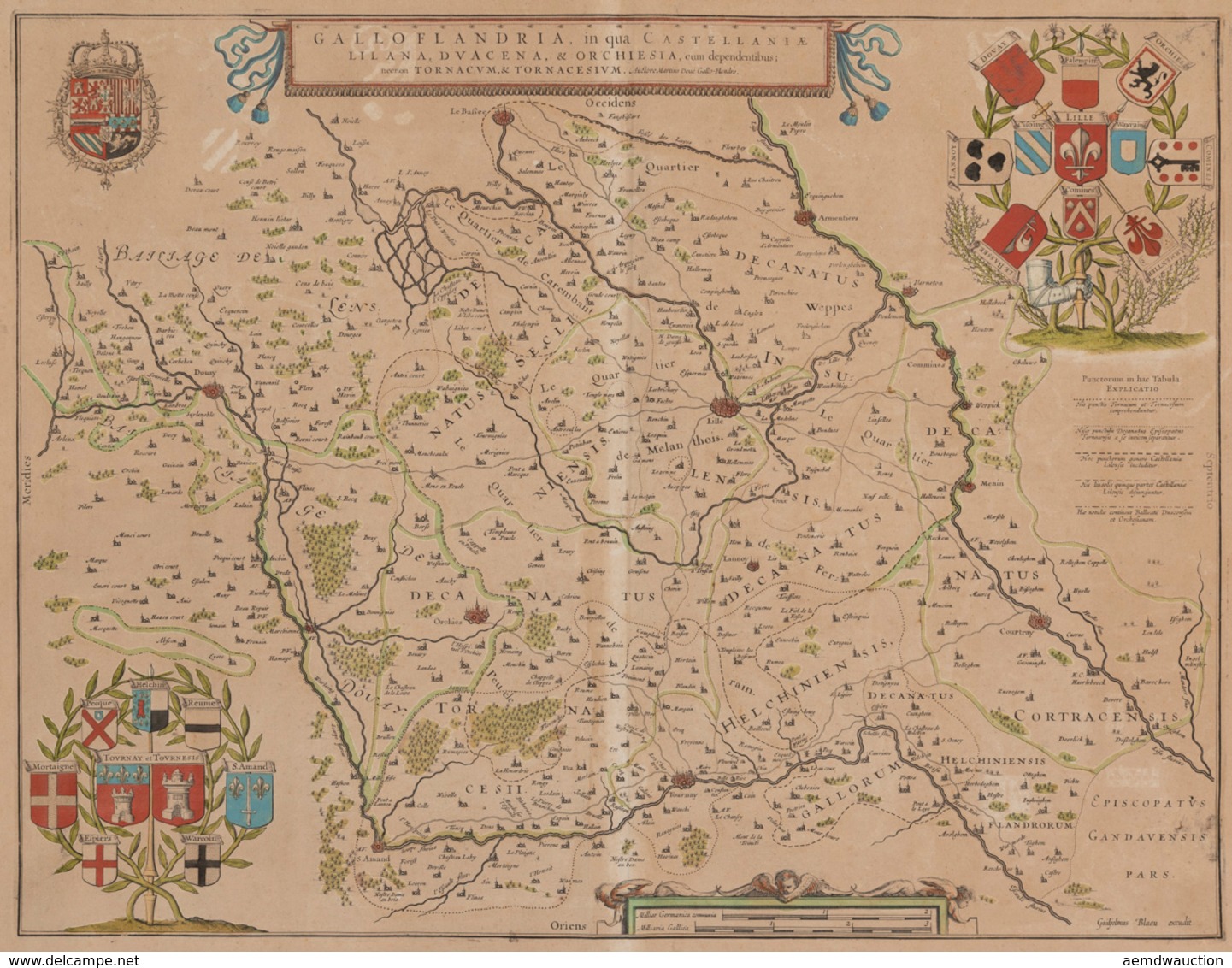 Guiljelmus BLAEU - Gallo Flandria, In Qua Castellaniae - Topographische Karten