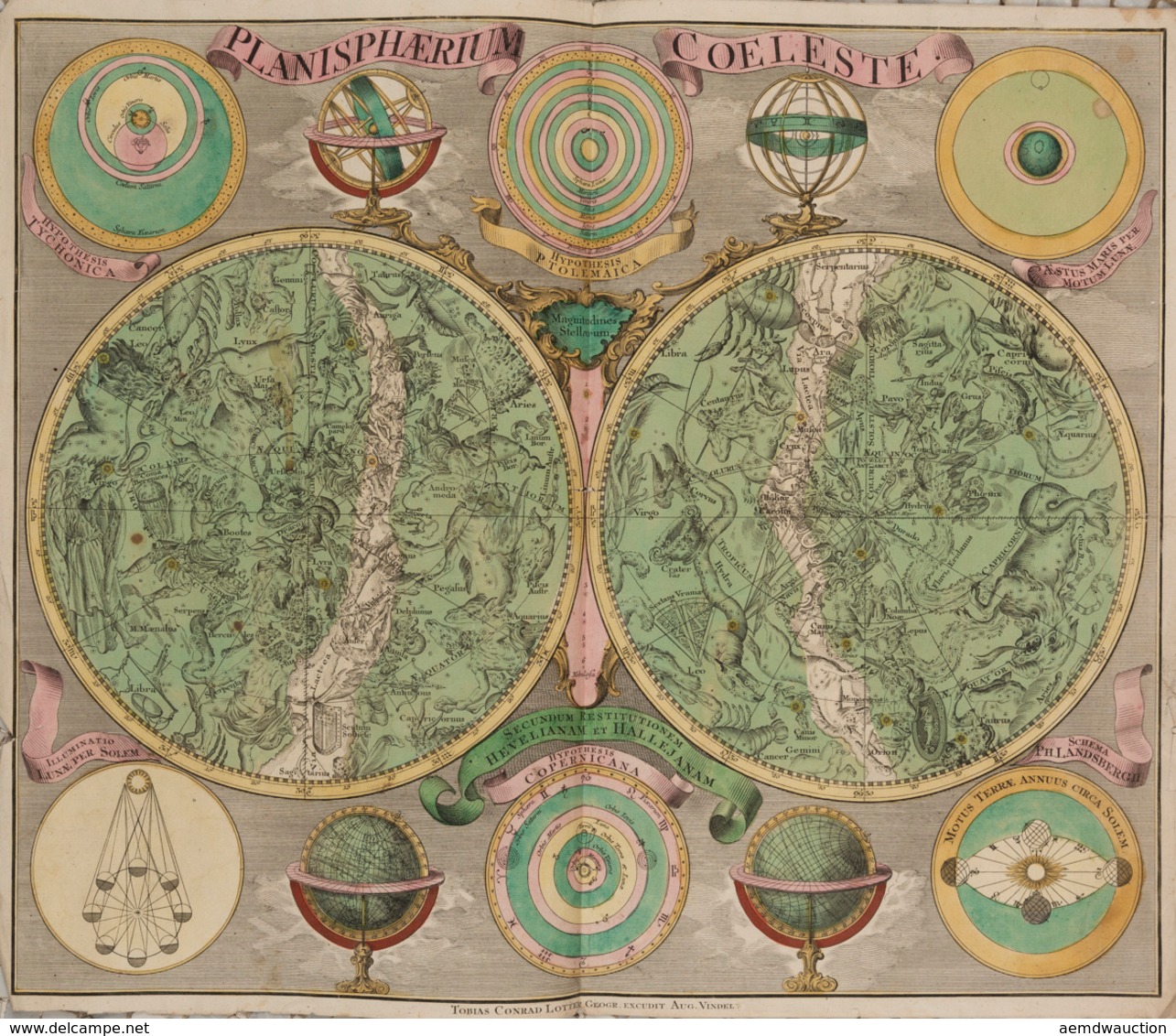 Tobias Conrad LOTTER - Planisphaerium Coeleste. - Carte Topografiche