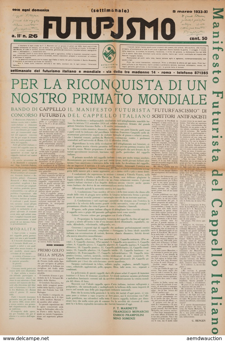 FUTURISMO. Settimanale Del Futurismo Italiano E Mondial - Non Classificati