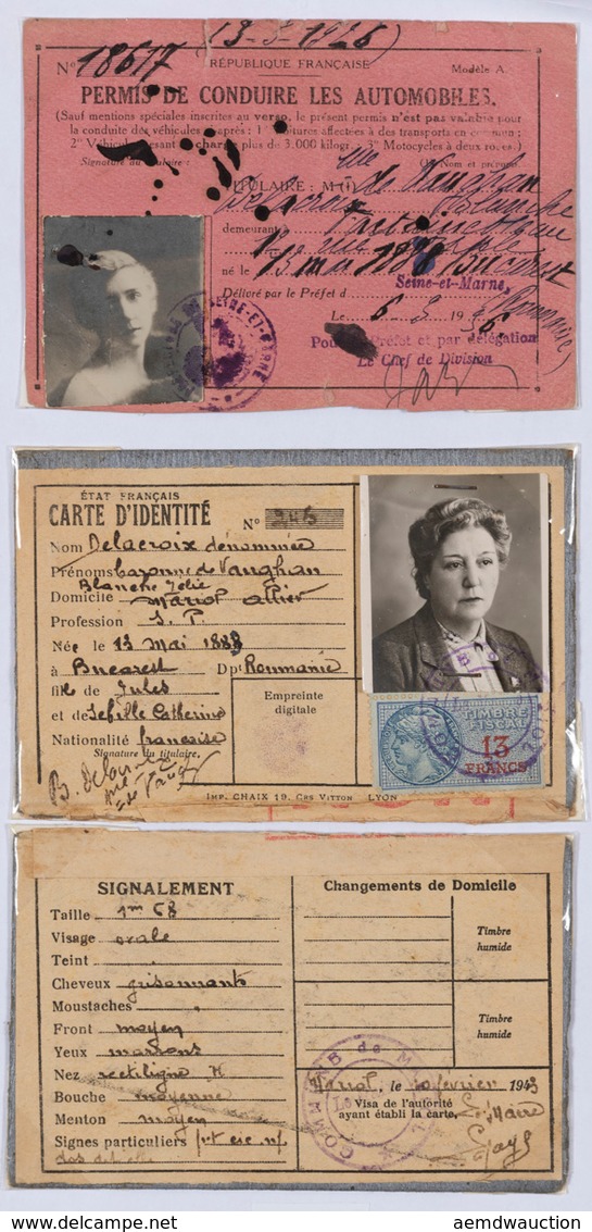 Blanche DELACROIX, Baronne De VAUGHAN - Carte D'identit - Ohne Zuordnung