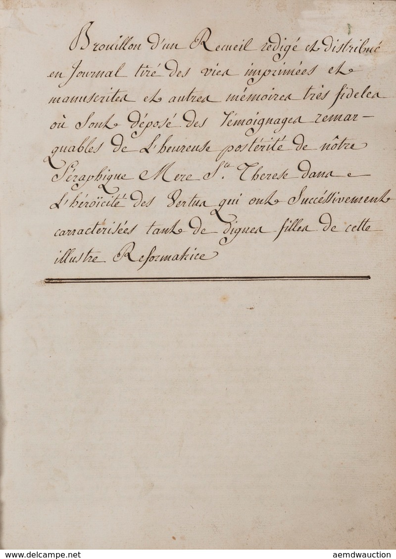 [MANUSCRIT] À NOTRE GLORIEUSE MERE SAINTE THERESE. - Manuskripte