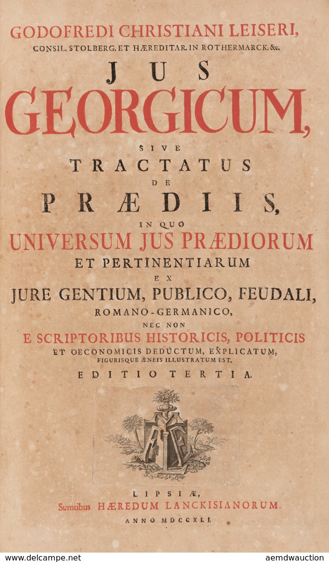 [DROIT] Christian Gottfried LEISER - Jus Georgicum, Siv - Autres & Non Classés