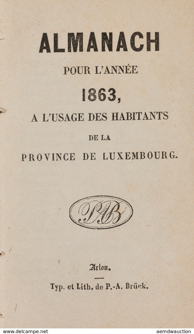 [LUXEMBOURG] ALMANACH POUR L'ANNÉE (...) À L'USAGE DES - Non Classificati