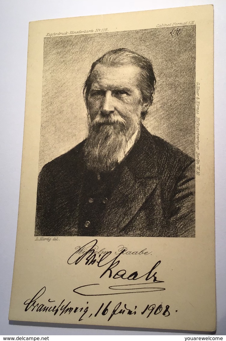 WILHELM RAABE (1831-1910) Deutscher Schriftsteller Original Autograph Portrait Postkarte(literature Literatur Autographe - Sonstige & Ohne Zuordnung