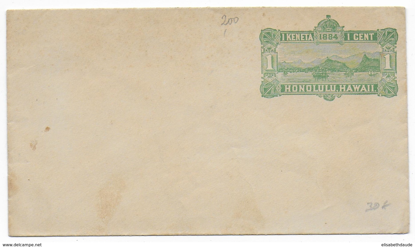 USA HAWAII - 1884 - ENVELOPPE ENTIER POSTAL De HONOLULU - Hawaï