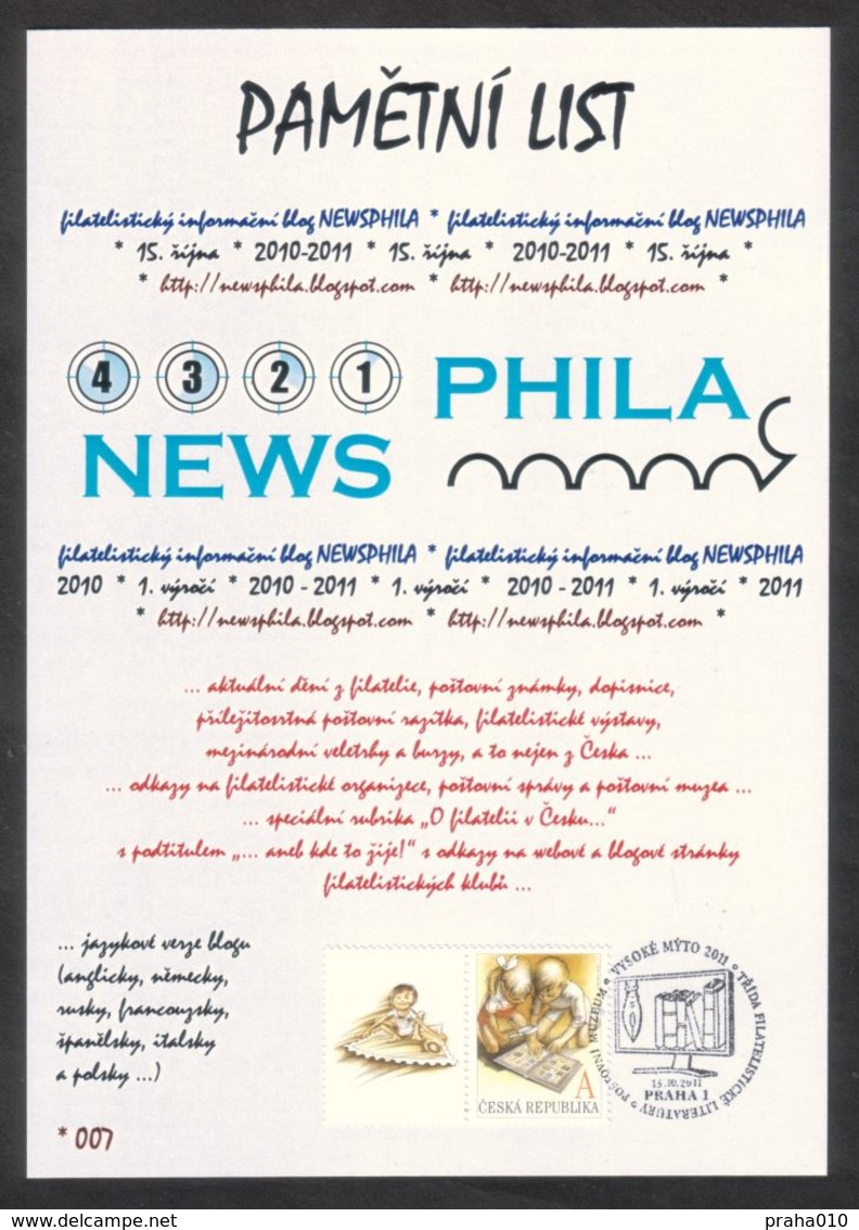 Tschech. Rep. / Denkblatt (PaL 2011/03) Praha 1: Philatelistischer Informationsblog NEWSPHILA (2010-2011) - Covers & Documents