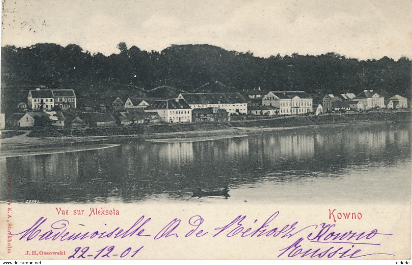 Kowno Kaunas Vue Sur Aleksota Edit J.H. Ossowski  1902 To Pellevoisin Indre - Lituanie