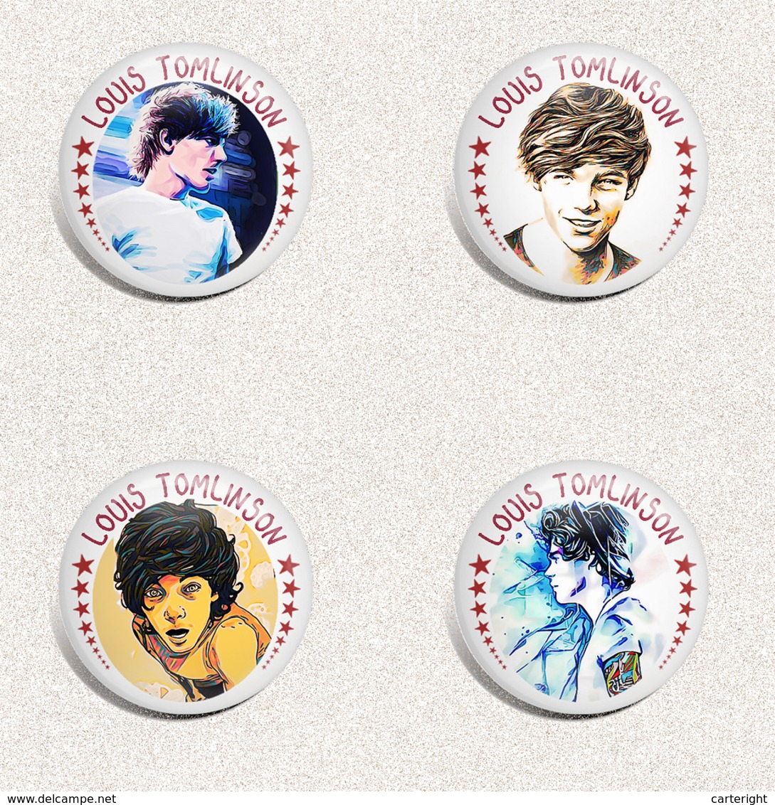 Louis Tomlinson Music Fan ART BADGE BUTTON PIN SET (1inch/25mm Diameter) 35 X - Music