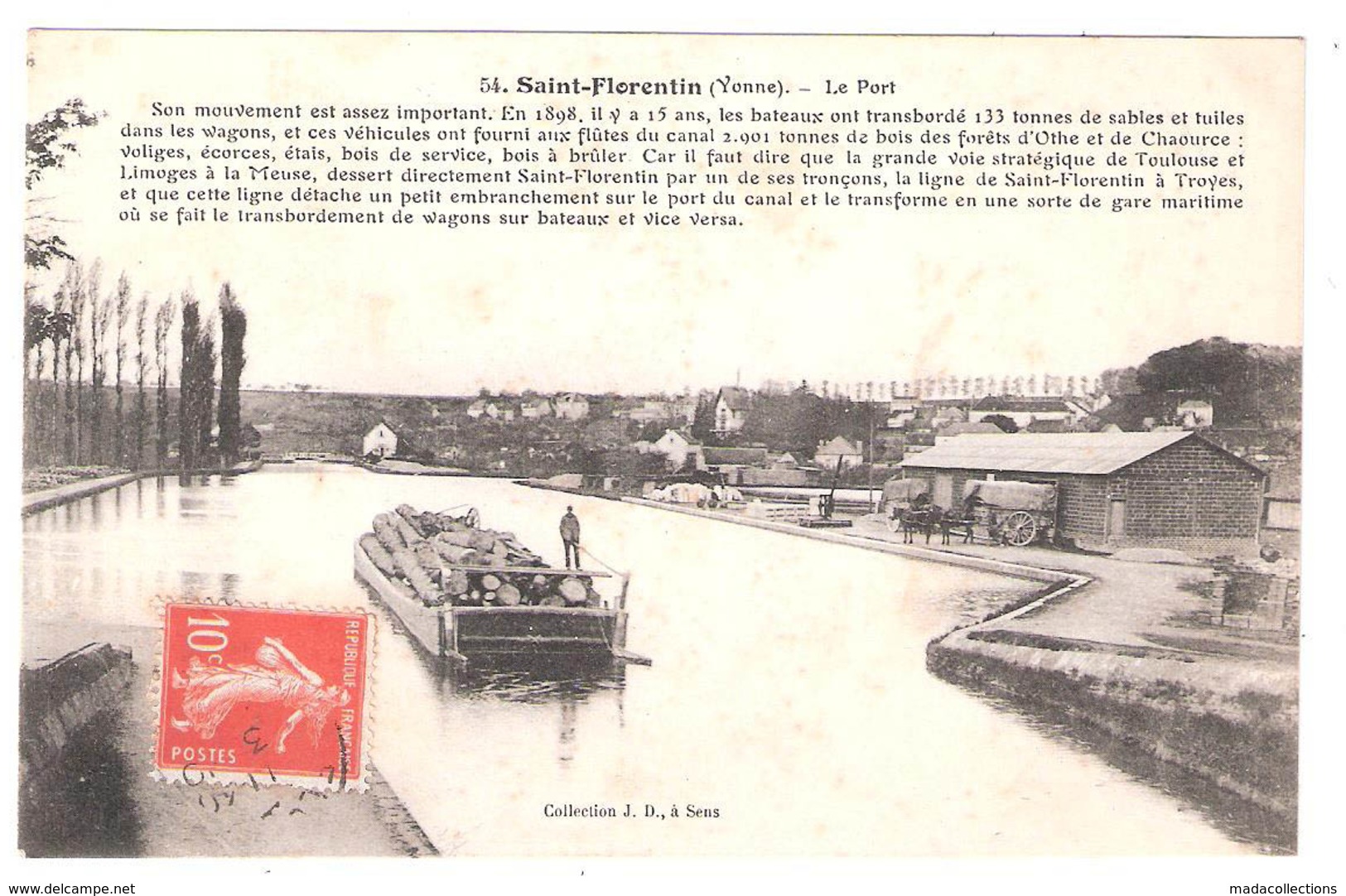 Péniche  à Saint-Florentin (89 - Yonne)  Le  Port - Péniches