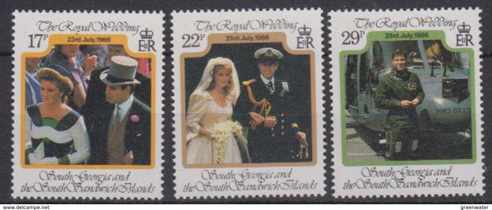 South Georgia 1986 Royal Wedding Of Prince Andrew 3v  ** Mnh (41961) - Zuid-Georgia