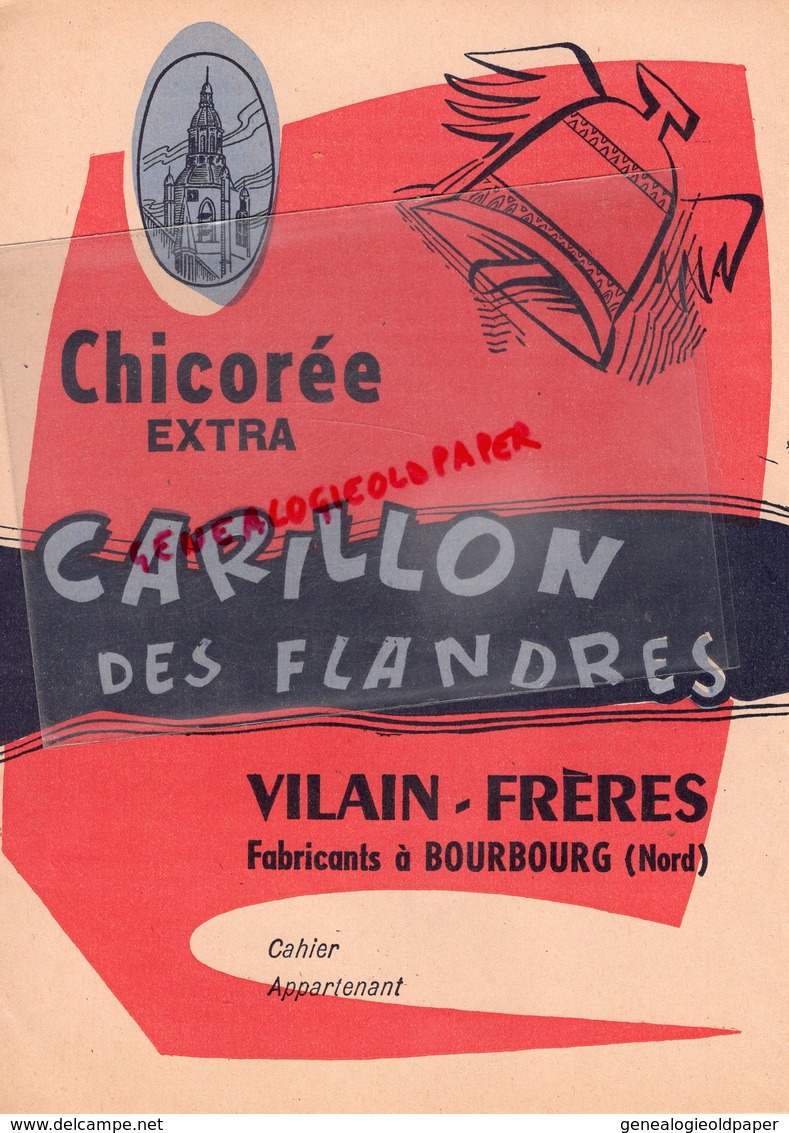 59- BOURBOURG- PROTEGE CAHIER CHICOREE CLOCHE- CARILLON DES FLANDRES- VILAIN FRERES- TABLE ADDITION-DIVISION- - Levensmiddelen